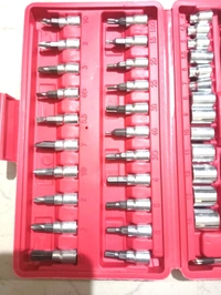 Tool Kit 46 Pieces Drive Socket Set Auto Repair Hand Tool Ratchet Wrench Set - Product Breadth: 1 Cm Product Height: 1 Cm Product Length: 1 Cm, Red