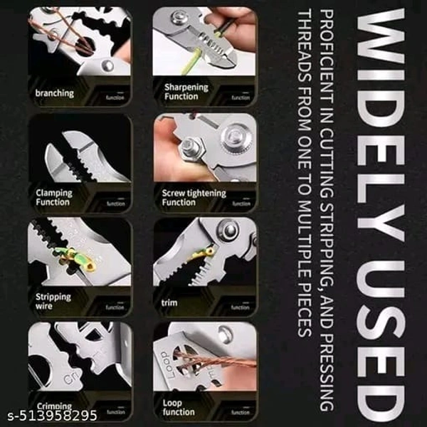 Multifunctional Wire Stripper and Cutter - Product Breadth: 0.5 Cm Product Height: 21.5 Cm Product Length: 6.5 Cm, Quill Gray