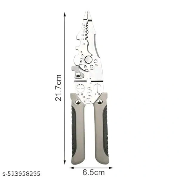 Multifunctional Wire Stripper and Cutter - Product Breadth: 0.5 Cm Product Height: 21.5 Cm Product Length: 6.5 Cm, Quill Gray