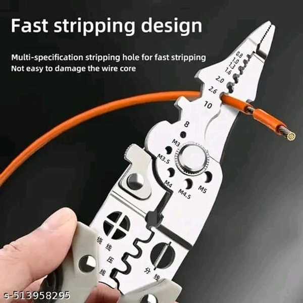 Multifunctional Wire Stripper and Cutter - Product Breadth: 0.5 Cm Product Height: 21.5 Cm Product Length: 6.5 Cm, Quill Gray