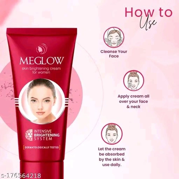Meglow Skin Brightening Face Cream for Women Pack of 2, 50g - SPF 15 |Paraben Free Formulation with Aloe Vera & Cucumber Extracts and Vitamin E for Soft, Glowing & Radiance SkinName: Meglow Skin Brightening Face Cream for Women Pack of 2, 50g - SPF 15 |Paraben Free Formulation with Aloe Vera & Cucumber Extracts and Vitamin E for Soft, Glowing & Radiance SkinProduct Name: Meglow Ski