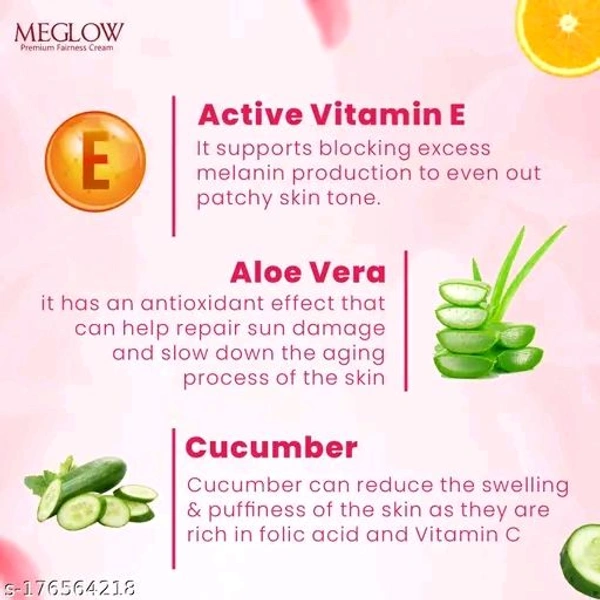 Meglow Skin Brightening Face Cream for Women Pack of 2, 50g - SPF 15 |Paraben Free Formulation with Aloe Vera & Cucumber Extracts and Vitamin E for Soft, Glowing & Radiance SkinName: Meglow Skin Brightening Face Cream for Women Pack of 2, 50g - SPF 15 |Paraben Free Formulation with Aloe Vera & Cucumber Extracts and Vitamin E for Soft, Glowing & Radiance SkinProduct Name: Meglow Ski