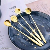 Golden Spoon Set/Coffee Spoon/Dessert Spoon/Cutlery Kitchen Tableware/Stainless Steel Gold Flower Shape Coffee Spoon with Package Bag, 18cm, 4 Pcs Different Coffee SpoonName: Golden Spoon Set/Coffee Spoon/Dessert Spoon/Cutlery Kitchen Tableware/Stainless Steel Gold Flower Shape Coffee Spoon with Package Bag, 18cm, 4 Pcs Different Coffee SpoonMaterial: Stainless SteelProduct Breadth