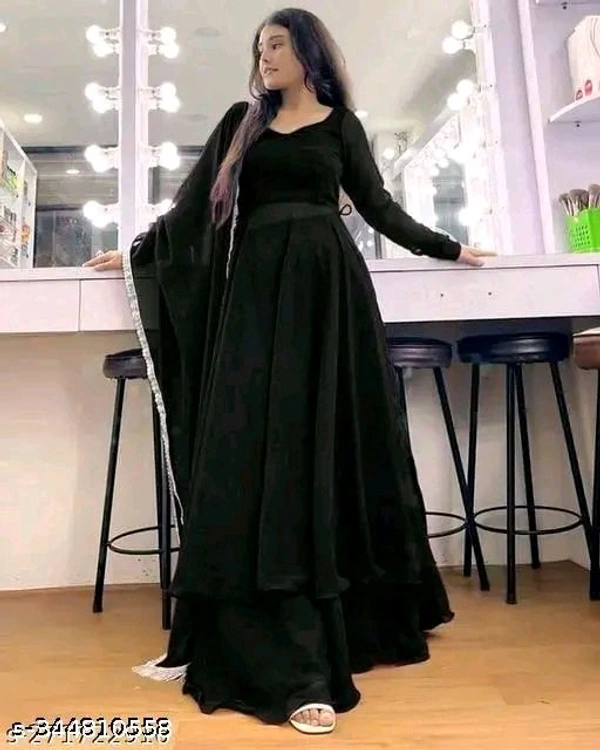 Sharara Georgette clothe wine Name: Sharara Georgette clothe wine Fabric: GeorgetteSleeve Length: Long SleevesPattern: SolidCombo of: SingleSizes:XS, S, M, L, XL, XXLCountry of Origin: India - M