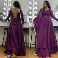 Sharara Georgette clothe wine Name: Sharara Georgette clothe wine Fabric: GeorgetteSleeve Length: Long SleevesPattern: SolidCombo of: SingleSizes:XS, S, M, L, XL, XXLCountry of Origin: India - M
