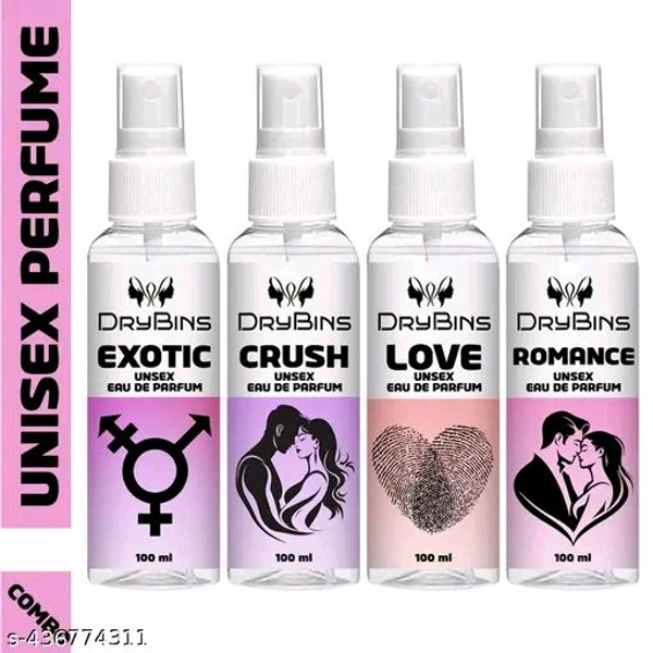 Drybins Perfume Love, Crush, Romance & Exotic, Long Lasting Set of 4 Perfume - For Men & Women (100ml X 4 )| Eau De Parfum |Perfume For Men & Women | Premium Perfume | Unisex Perfume | Perfume For Men | Perfume For Women Name: Drybins Perfume Love, Crush, Romance & Exotic, Long Lasting Set of 4 Perfume - For Men & Women (100ml X 4 )| Eau De Parfum |Perfume For Men & Women 
