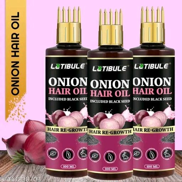 Latibule Onion Black Seed Hair Oil - WITH COMB APPLICATOR - Controls Hair Fall - NO Mineral Oil, Silicones, Cooking Oil & Synthetic Fragrance Hair Oil (100 ml) Pack of 3Name: Latibule Onion Black Seed Hair Oil - WITH COMB APPLICATOR - Controls Hair Fall - NO Mineral Oil, Silicones, Cooking Oil & Synthetic Fragrance Hair Oil (100 ml) Pack of 3Product Name: Latibule Onion Black Seed