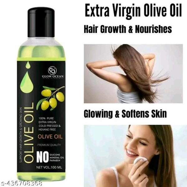 100% Pure Olive Oil For Multipurpose -Hair,Skin,Cooking,Salad Dressing,Body Massage -100 ML Name: 100% Pure Olive Oil For Multipurpose -Hair,Skin,Cooking,Salad Dressing,Body Massage -100 ML Brand: GlowOceanFSSAI License Number: 22722559000796Shelf life (Best Before): 36 MonthsNet Quantity (N): 1Veg/NonVeg: VegWeight: 100ml Glowocean Olive oil-100 % Pure Extra Virgin Olive oil-Ideal