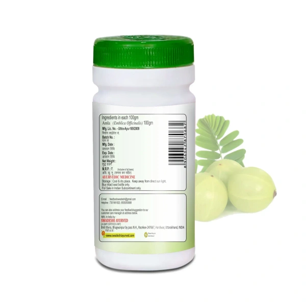 Swadesi ayurved Swadesi Amla Churna – 100% Pure & Natural Immunity Booster - Ayurved, 500 GM, BOX