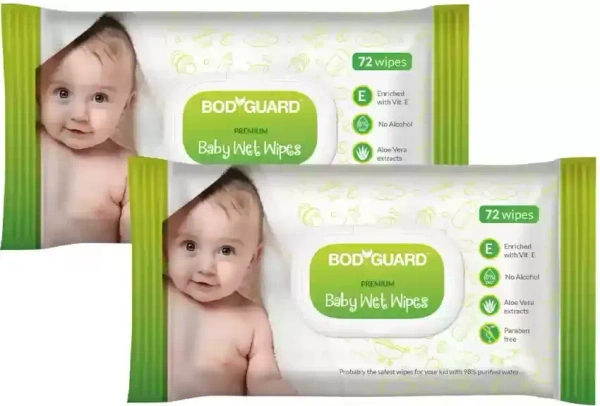 Bodyguard BodyGuard Premium Paraben Free Baby Wet Wipes with Aloe Vera (2 Pack, 72 each), 144 wipes