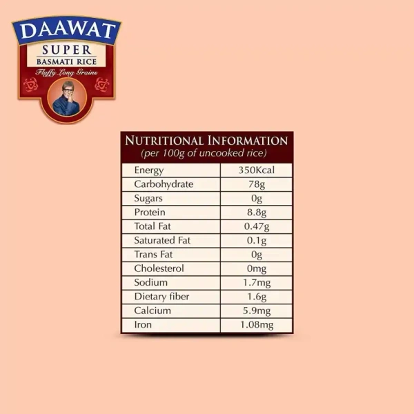 Daawat Super Basmati Rice Super Value Pack 25% Extra Pouch, 1.25 kg - 1.25 kg