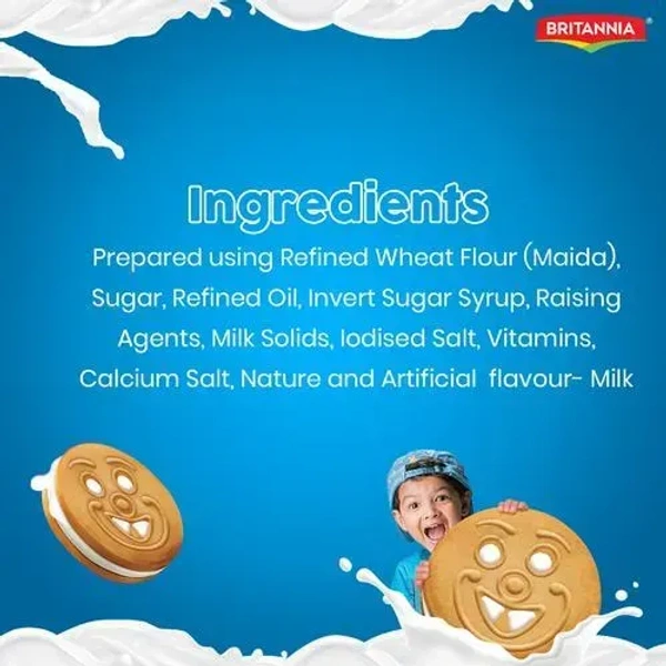 Britannia Biscuits Milk Bikis Milk Cream Biscuit, 120g - 100g