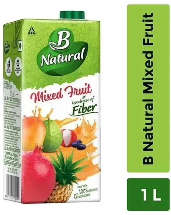 B Natural Juice Mixed Fruit Merry 1 L Carton - 1 L