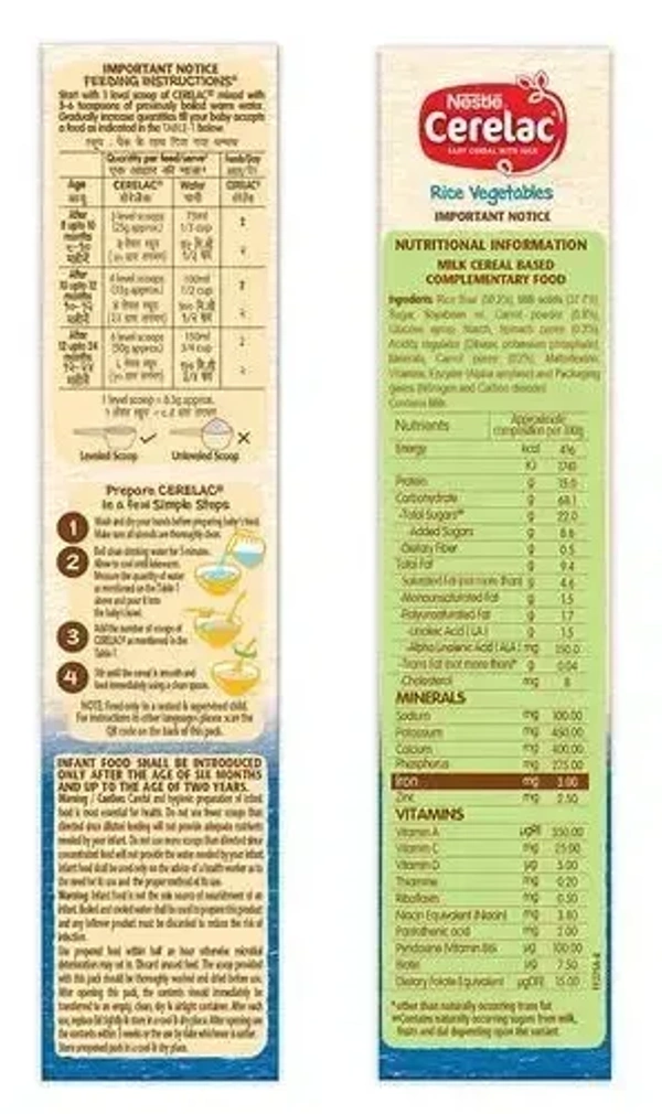 Nestle Cerelac Baby Cereal With Milk Rice Vegetables From 8 To 12 Months, 300g - 300g