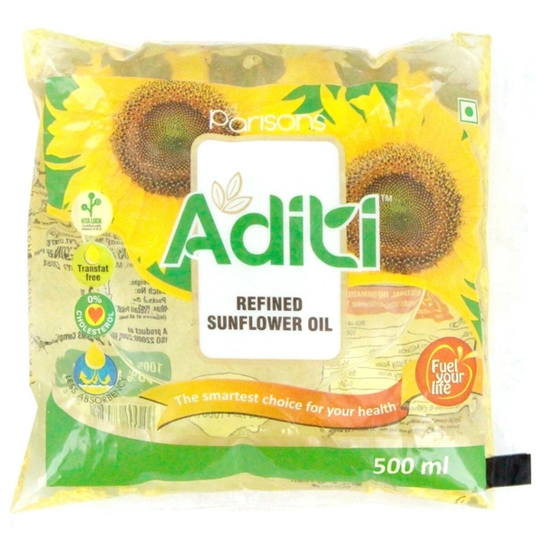 Parisons Liberty Parisons Aditi Refined Sunflower Oil Pouch, 500 ml - 500ml
