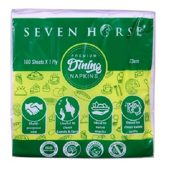Seven Horse Premium Dining Napkins, 100 Sheets x 1 Ply - 100 Sheets x 1 Ply