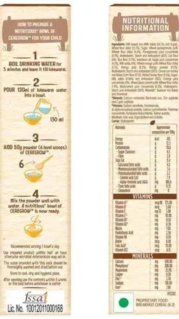 Nestle Ceregrow Multigrain Cereal with Milk& Fruits Special Festive Pack Carton, 300g - 300g