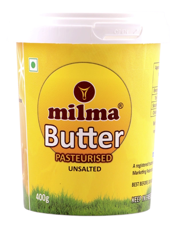 Milma Pasteurised Unsalted Butter - 400g Tub - 400g