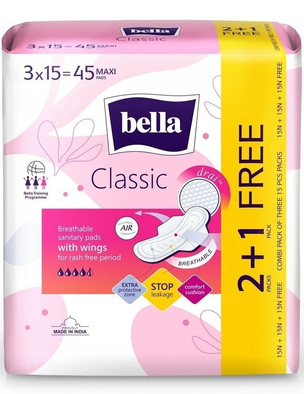 Bella Napkins Maxi Drai Wings Buy 2 Get 1 Free, 45 Pads - 45 pads
