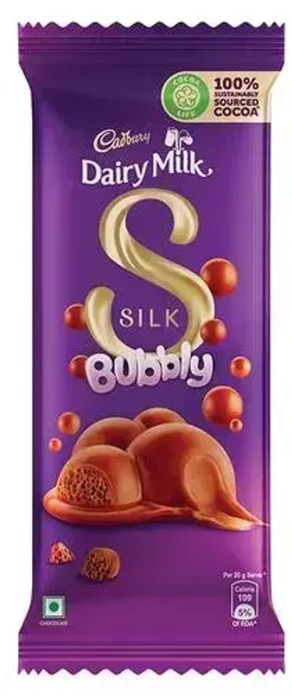 Dairy Milk Cadbury Dairy Milk Silk Chocolate Bar Bubbly, 120g