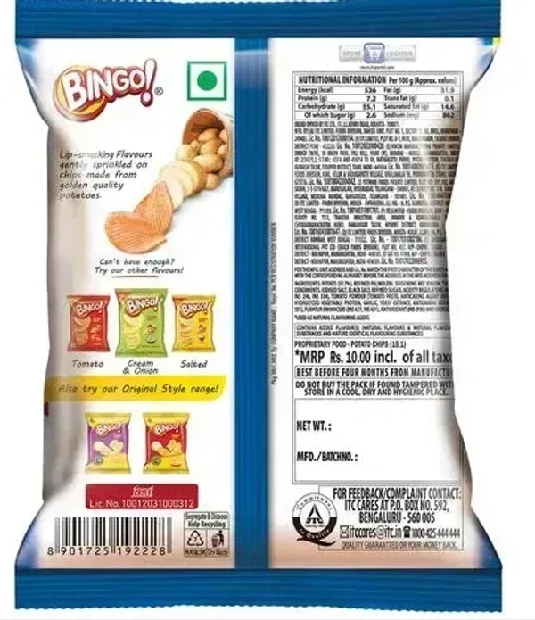 Bingo Yumitos Masala Potato Chips, 52g
