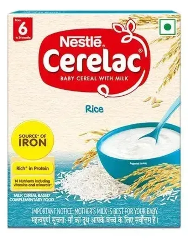 Nestle Cerelac Baby Cereal With Milk Rice From 6 To 12 Months, 300g - 300g