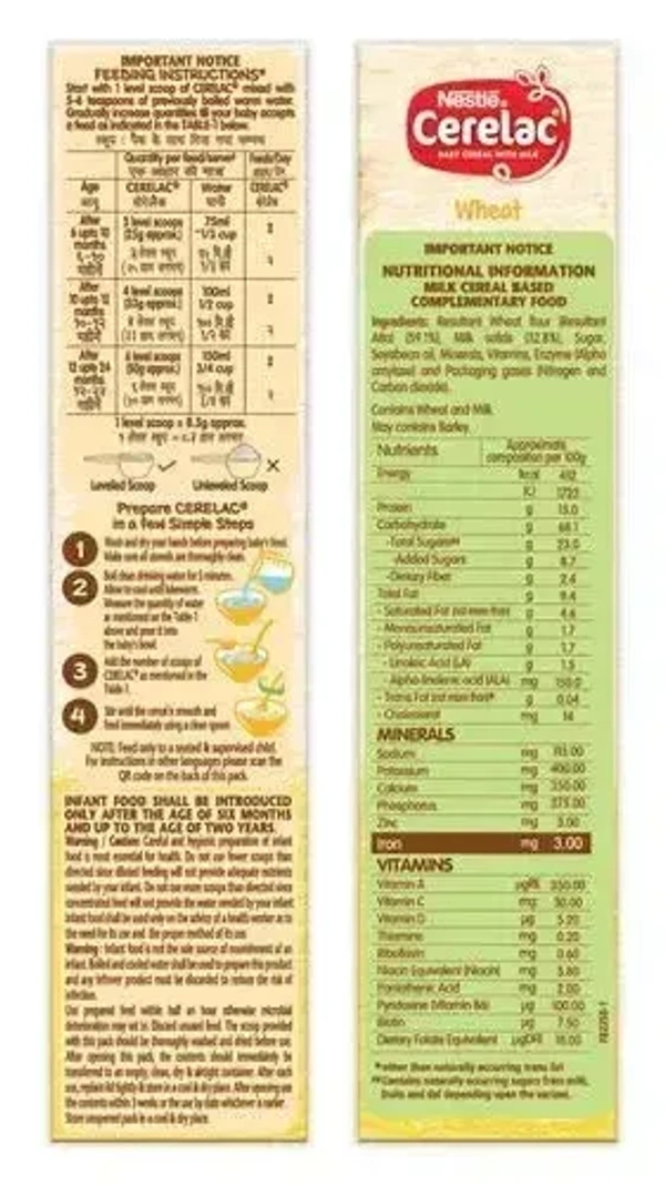 Nestle Cerelac Baby Cereal With Milk Wheat From 6 To 12 Months, 300g - 300g