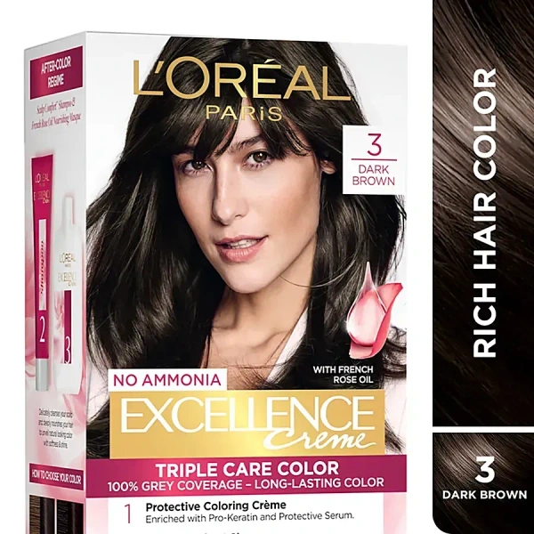 Loreal L'Oreal Excellence 3 Darkest Brown Triple Care Hair Colour