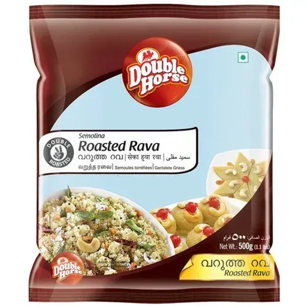 Double Horse Roasted Rava Pouch, 500g - 500g