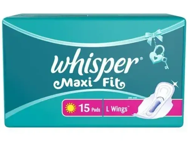 Whisper Maxi Fit L Wings, 15 Pads - 15 pads