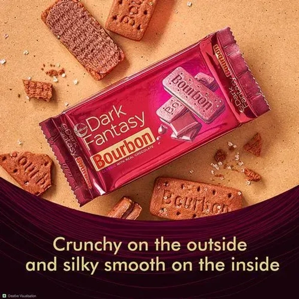 Dark Fantasy Sunfeast Dark Fantasy Bourbon Classic With Real Chocolate, 70g - 60g