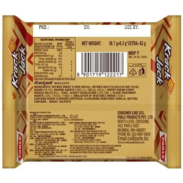 Parle Krack Jack The Original Sweet& Salty Crackers Pack, 75g - 63g