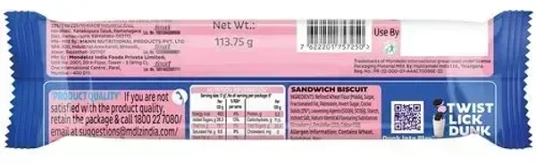 Oreo Cadbury Oreo Strawberry Creme Sandwich Biscuit, 120g - 113.75g