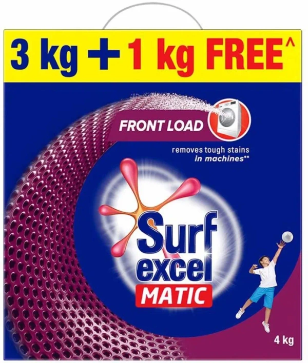 Surf Excel Matic Front Load Washing Detergent Powder, 3Kg + 1Kg - 3Kg + 1Kg