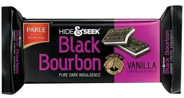 Parle Platina Hide& Seek Black Bourbon Vanilla Cr�me Sandwich, 100g - 100g