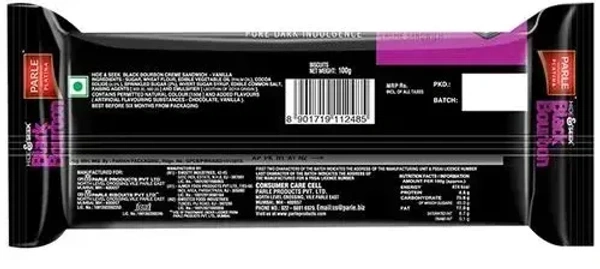 Parle Platina Hide& Seek Black Bourbon Vanilla Cr�me Sandwich, 100g - 100g