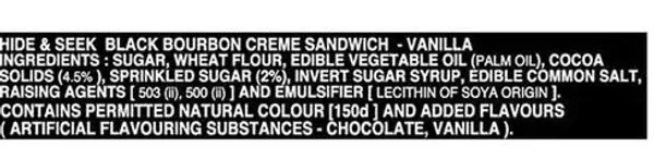 Parle Platina Hide& Seek Black Bourbon Vanilla Cr�me Sandwich, 100g - 100g