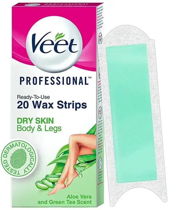 Veet Hair Removal Waxing Strips Kit Dry Skin, 20 Strips - 20 Strips