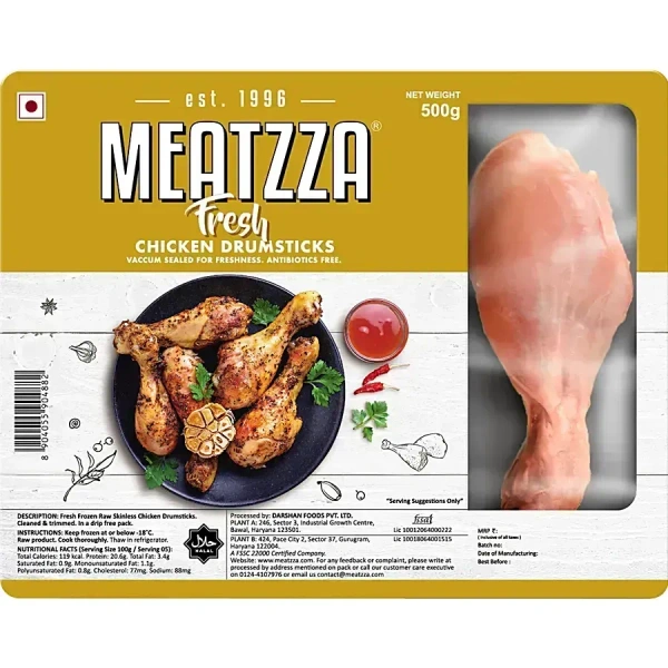 Meatzza Chicken Drumstick (Raw), 500g - 500g