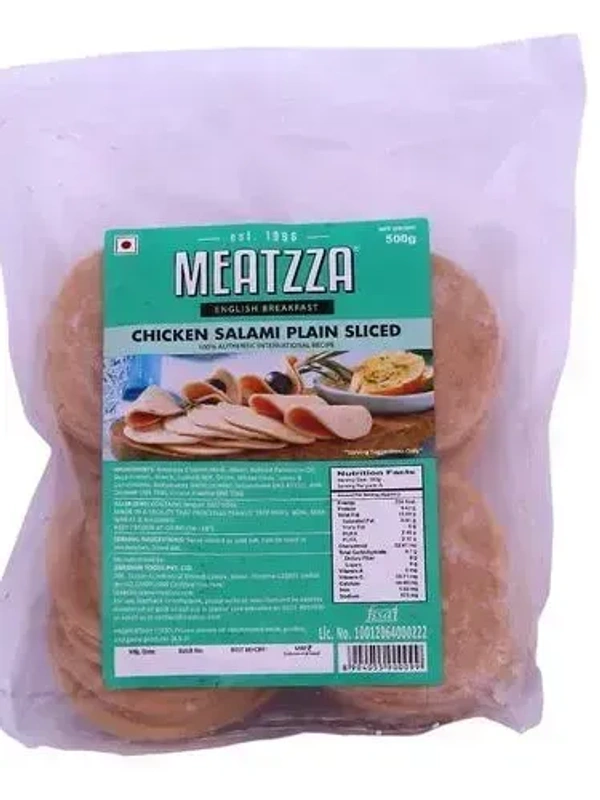 Meatzza Chicken Salami Plain Sliced, 500g - 500g