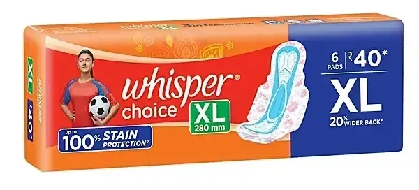 Whisper Choice Ultra Sanitary Pads XL With Wing, 6 pads - #REF!