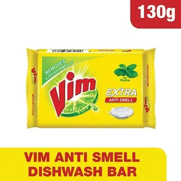 Vim Dishwash Bar Extra Anti Smell with Pudina Pouch, 130g - 130g