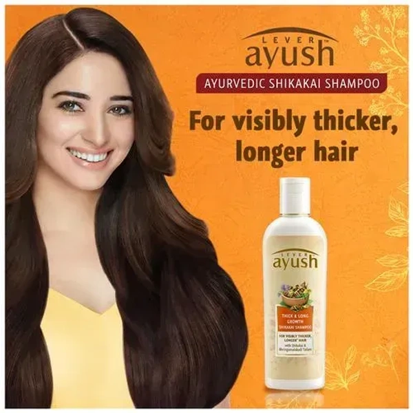 Lever Ayush Thick& Long Growth Shikakai Shampoo, 330 ml - 330 ml