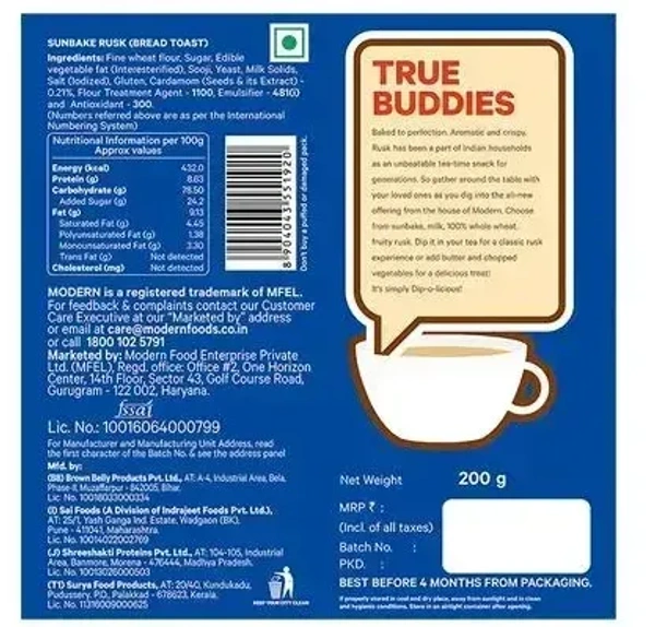 Modern Sunbake Rusk Packet, 200g