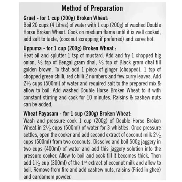 Double Horse Broken Wheat Packet, 500g - 500g