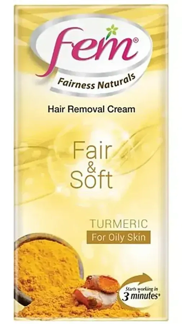 Fem Fairness Naturals Hair Removal Cream Fair& Soft Turmeric Oily Skin, 25g - 25g