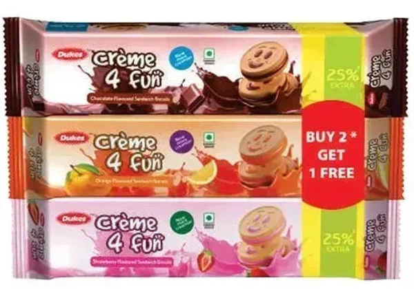 Dukes Biscuits Cr�me 4 Fun Pack of  3x150g, 450g