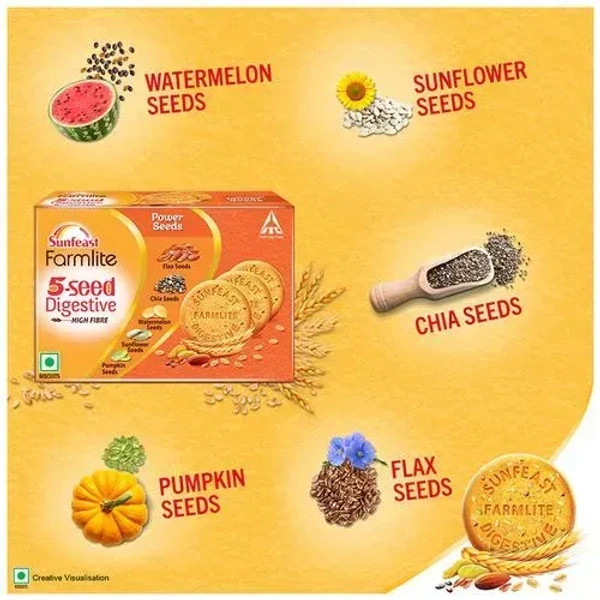Sunfeast Farmlite Biscuits 5 Seed Digestive, 250g - 250g
