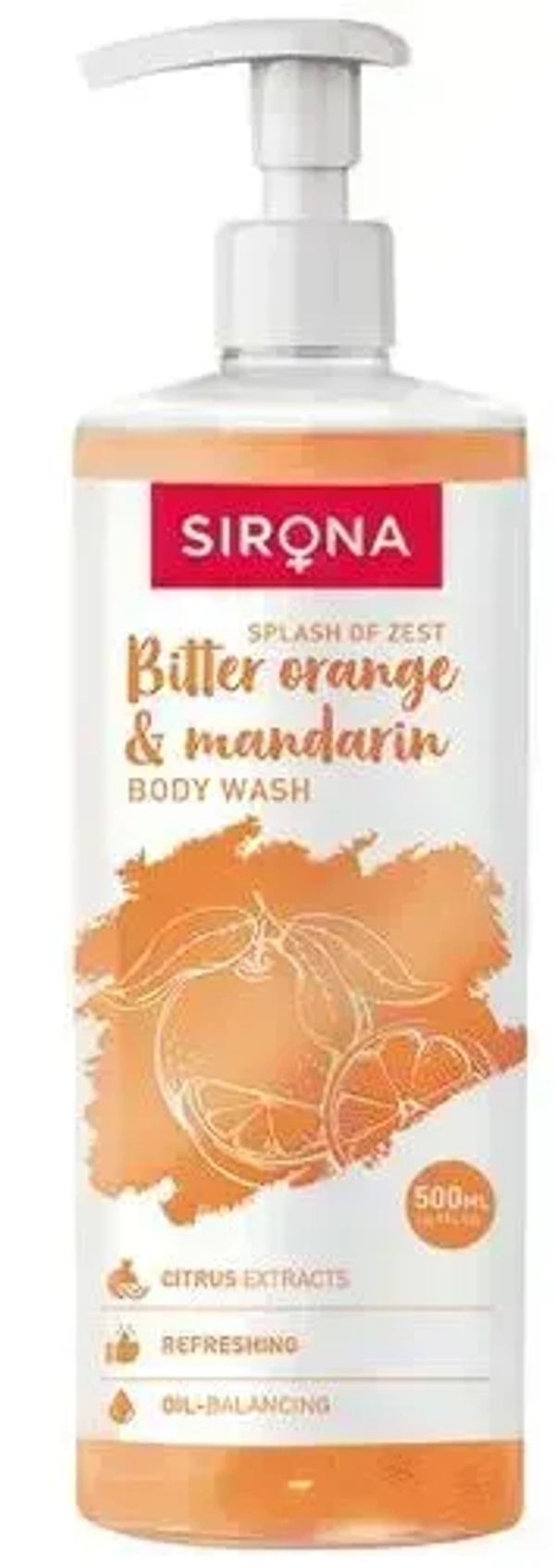 Sirona Body Wash with Bitter Orange& Mandarin, 500 ml - 500 ml