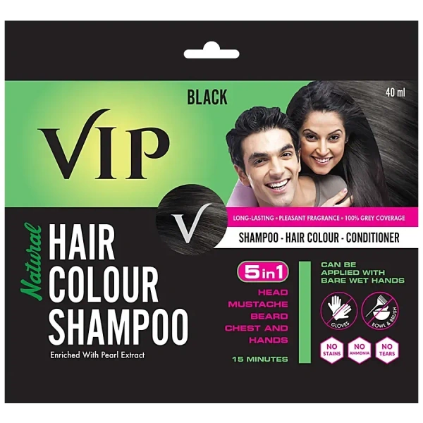 VIP Hair Colour Shampoo Black, 40 ml - 40 ml